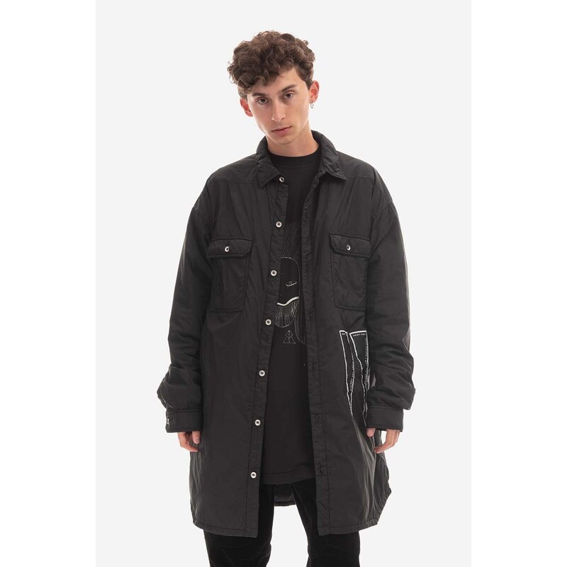 Parka Rick Owens pánská, černá barva, přechodná, DU02B4753.NDEH1.BLACK-Black