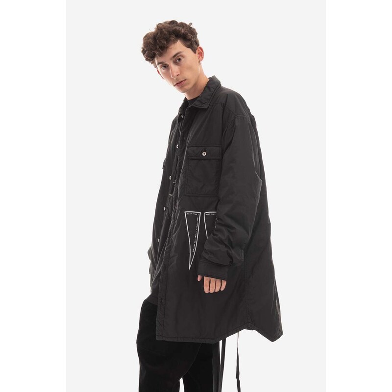 Parka Rick Owens pánská, černá barva, přechodná, DU02B4753.NDEH1.BLACK-Black