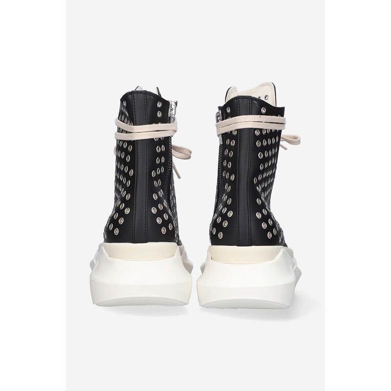 Kožené kecky Rick Owens pánské, černá barva, DU01C6840.VLES2.BLACK-Black