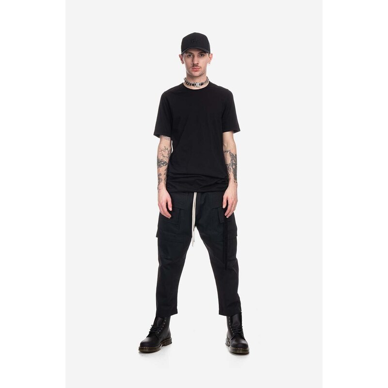 Bavlněné tričko Rick Owens černá barva, DU01C6250.RN.BLACK-Black