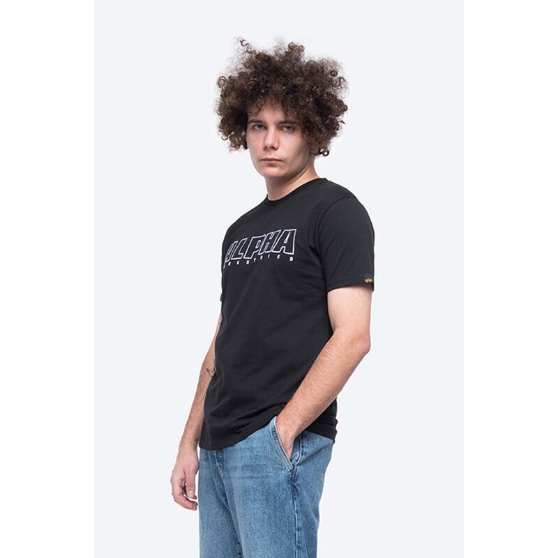 Bavlněné tričko Alpha Industries Embroidery Heavy Tee černá barva, s aplikací, 116573.95-black