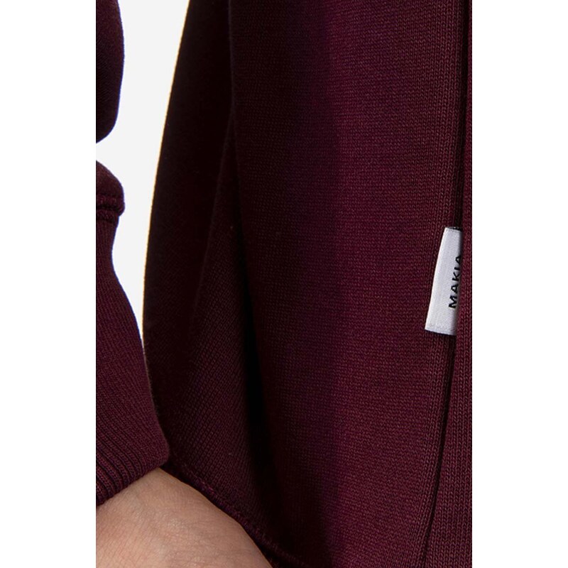 Bavlněná mikina Makia pánská, vínová barva, s kapucí, s potiskem, M40062-470