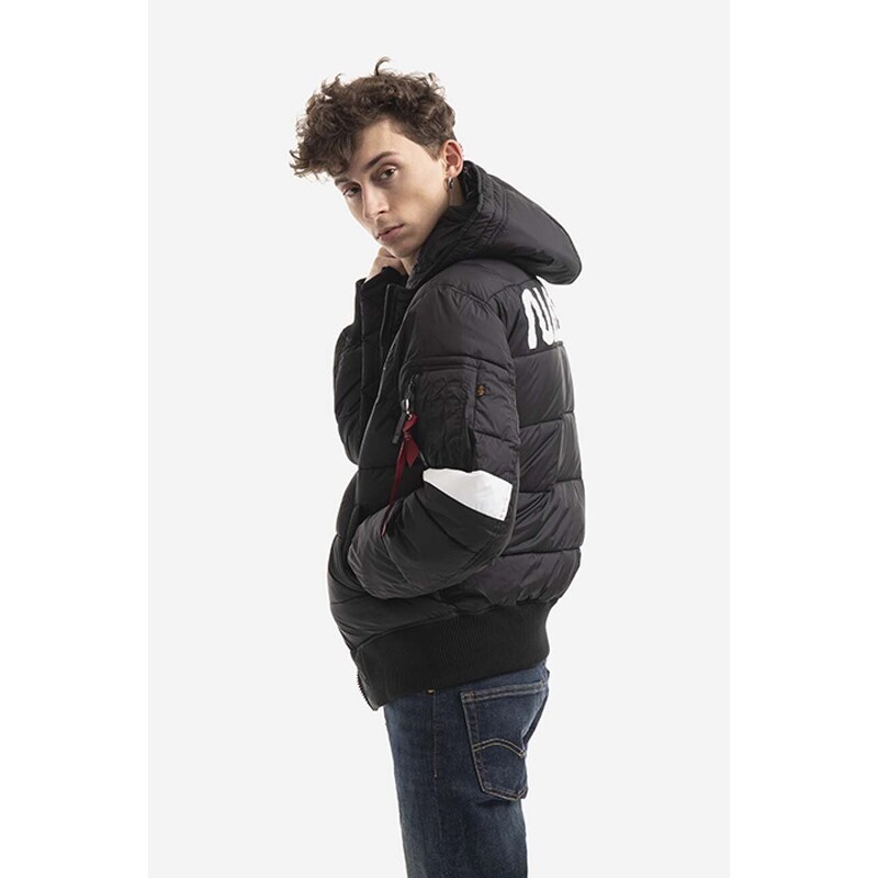 Bunda Alpha Industries Hooded Puffer Fd Nasa 198121 03 pánská, černá barva, zimní