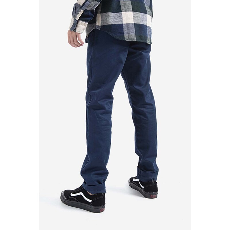 Kalhoty Vans Authentic Chino tmavomodrá barva, střih chinos, medium waist, VN0A5FJ7LKZ-navy