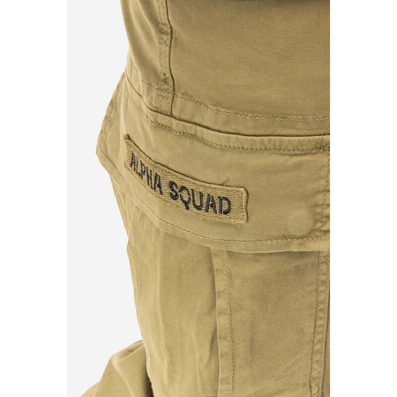 Kalhoty Alpha Industries Squad Pants pánské, zelená barva, ve střihu cargo, 188202.11-green