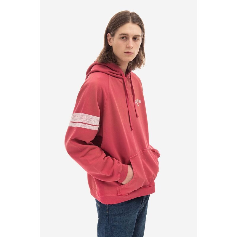 Guess U.S.A. Bavlněná mikina Guess Washed Hoodie pánská, růžová barva, s kapucí, vzorovaná, M2BQ00KBB40 G1CG