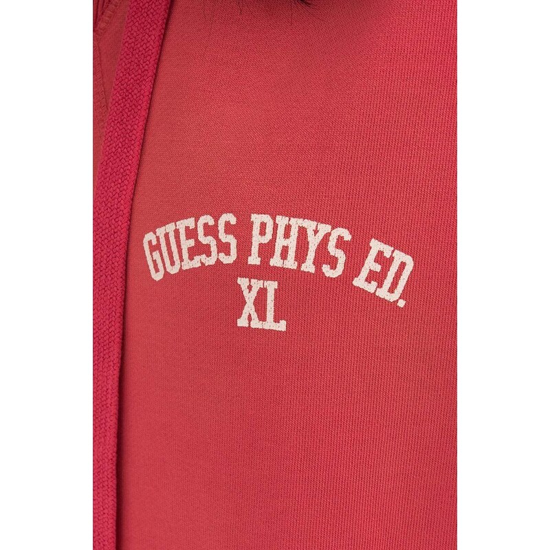 Guess U.S.A. Bavlněná mikina Guess Washed Hoodie pánská, růžová barva, s kapucí, vzorovaná, M2BQ00KBB40 G1CG