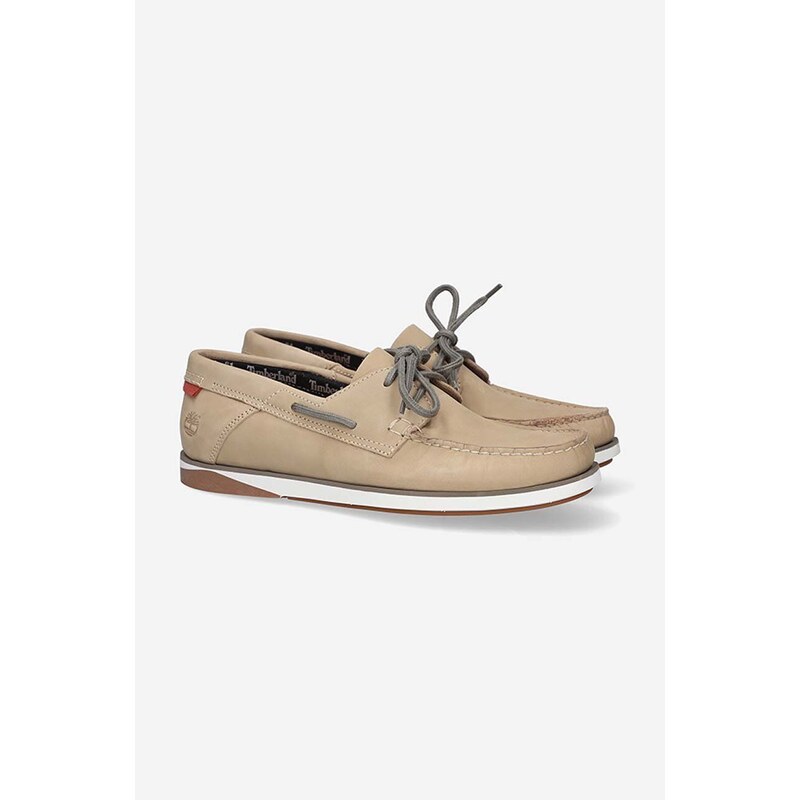 Kožené mokasíny Timberland Atlantis Break Shoe pánské, béžová barva, A2A2J-CREAMY