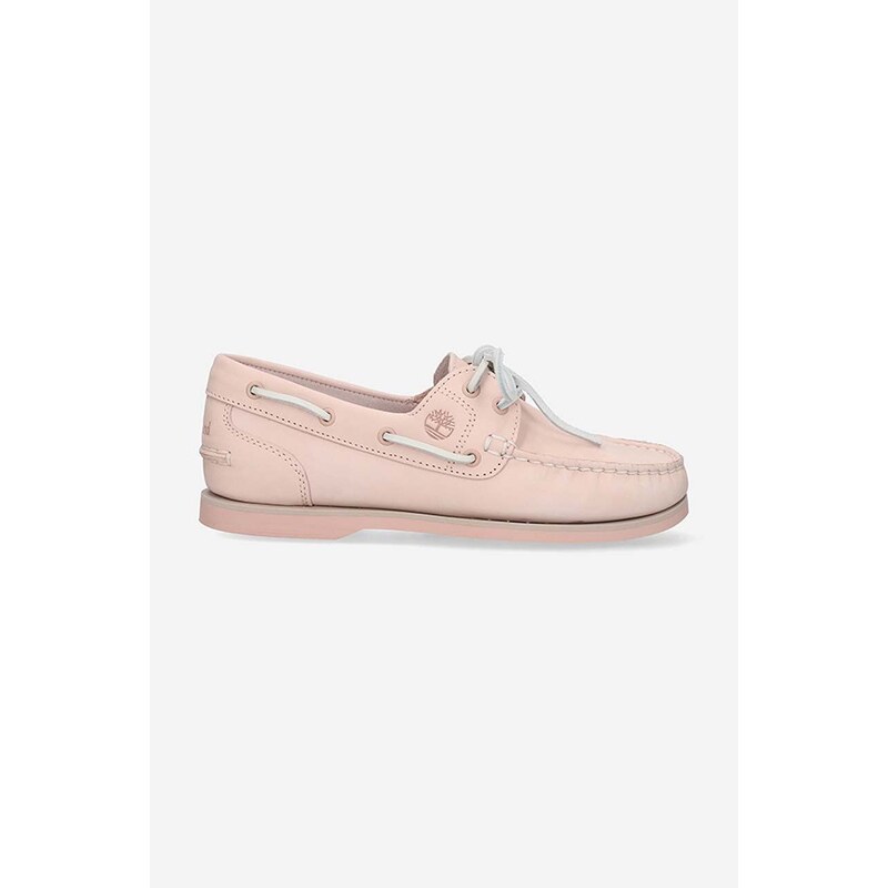 Semišové mokasíny Timberland Classic Boat 2 Eye dámské, růžová barva, na plochém podpatku, A285C-PINK