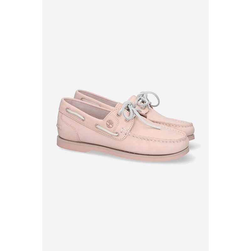 Semišové mokasíny Timberland Classic Boat 2 Eye dámské, růžová barva, na plochém podpatku, A285C-PINK