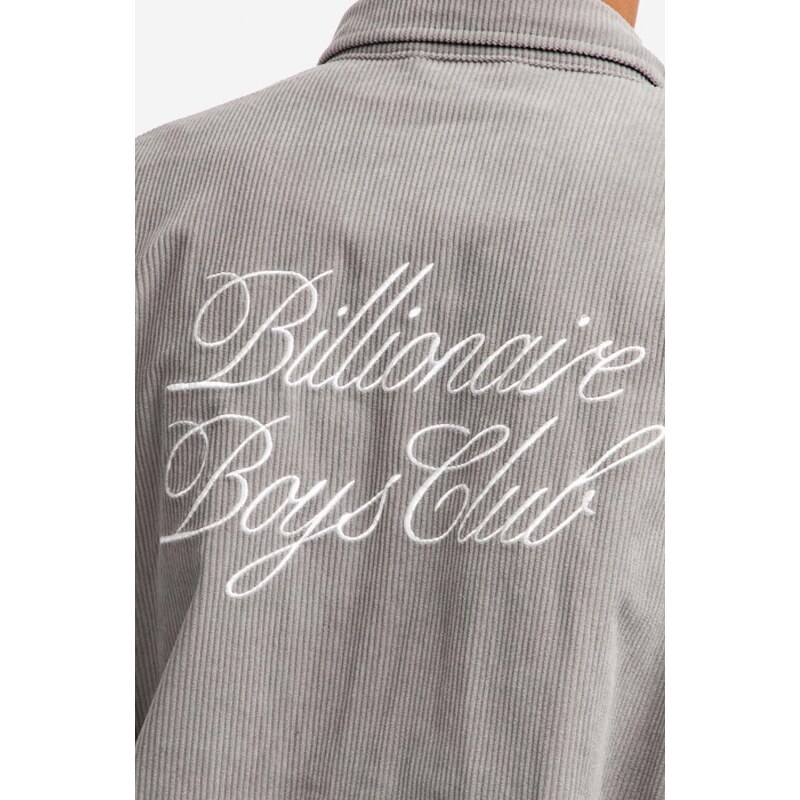 Manšestrová bunda Billionaire Boys Club Corduroy Harrington Jacket B22204 šedá barva, přechodná
