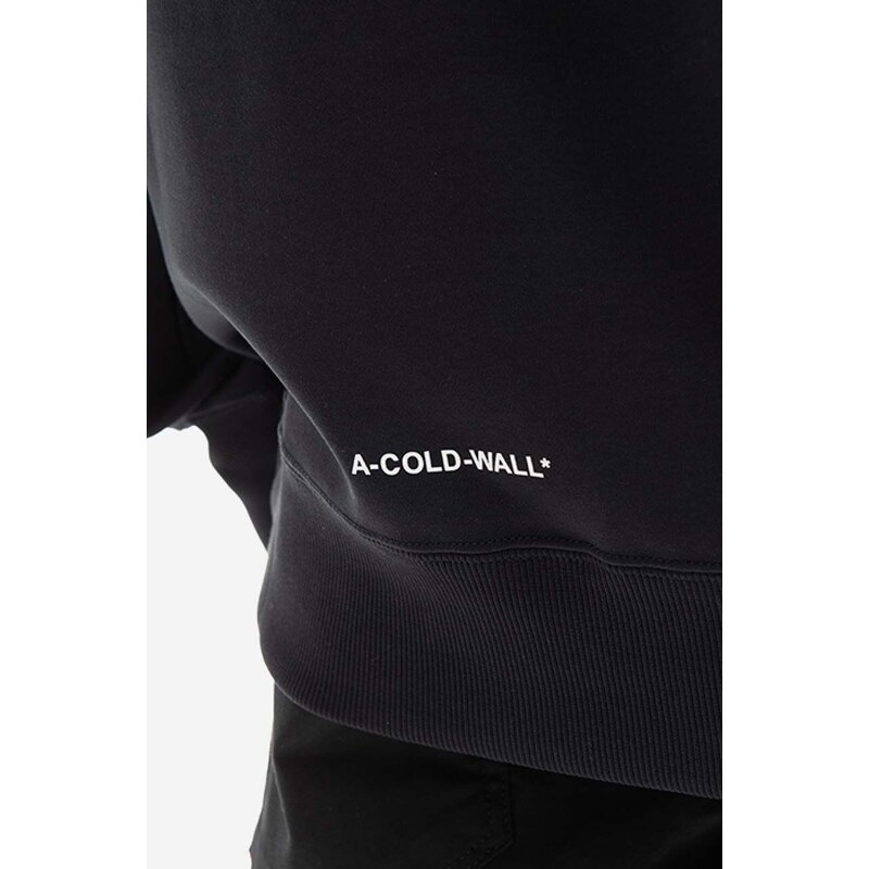 Bavlněná mikina A-COLD-WALL* Polygon Technical Crewneck ACWMW079 BLACK pánská, černá barva, s potiskem