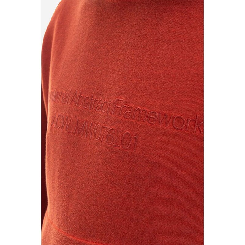 Bavlněná mikina A-COLD-WALL* Overdye Hoodie ACWMW076 WINE pánská, červená barva, s kapucí, aplikací