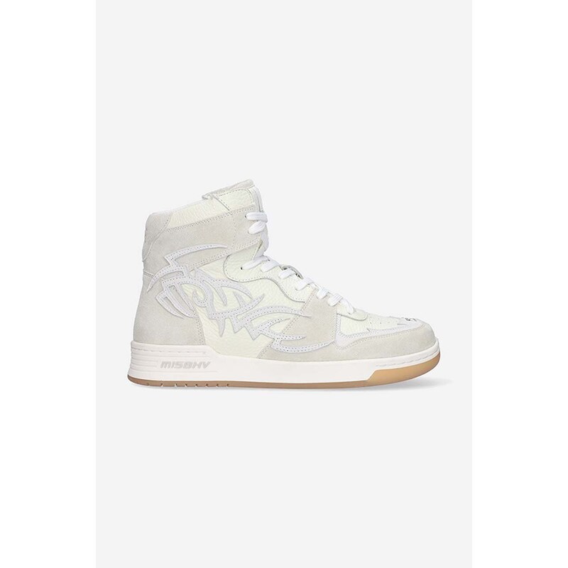 Kožené sneakers boty MISBHV Court Sneaker bílá barva, 022BW410 OFF-WHITE