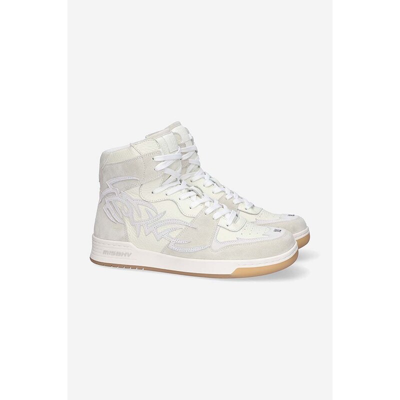 Kožené sneakers boty MISBHV Court Sneaker bílá barva, 022BW410 OFF-WHITE