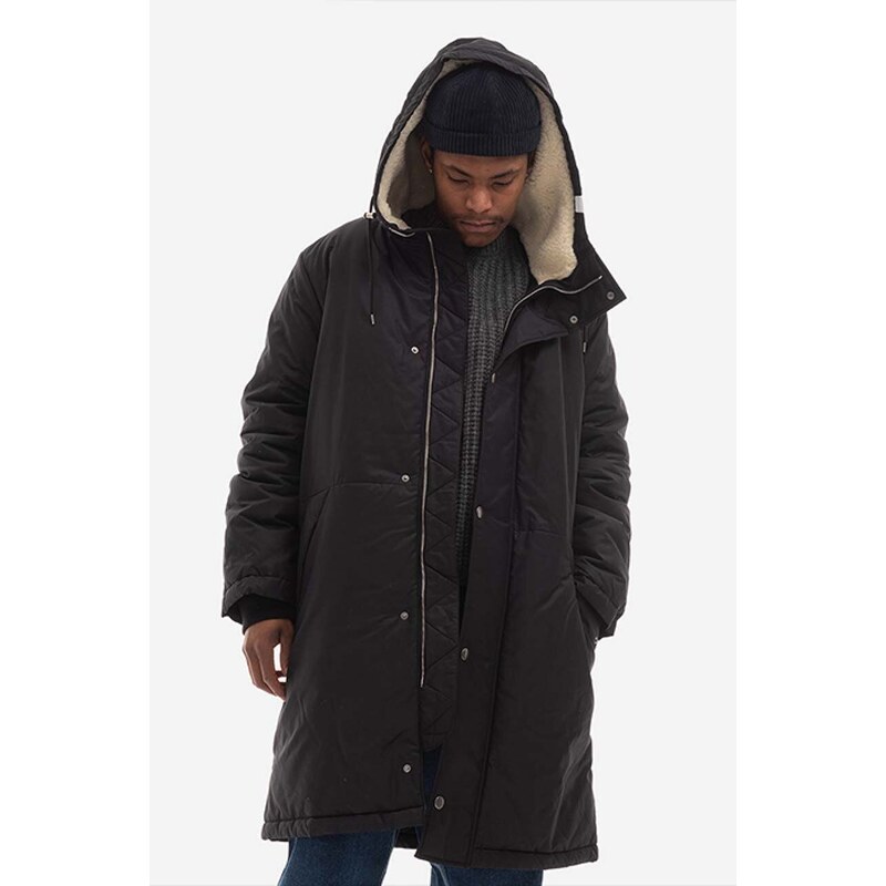 Bunda A.P.C. Parka Hector COEZV-H30179 BLACK pánská, černá barva, přechodná