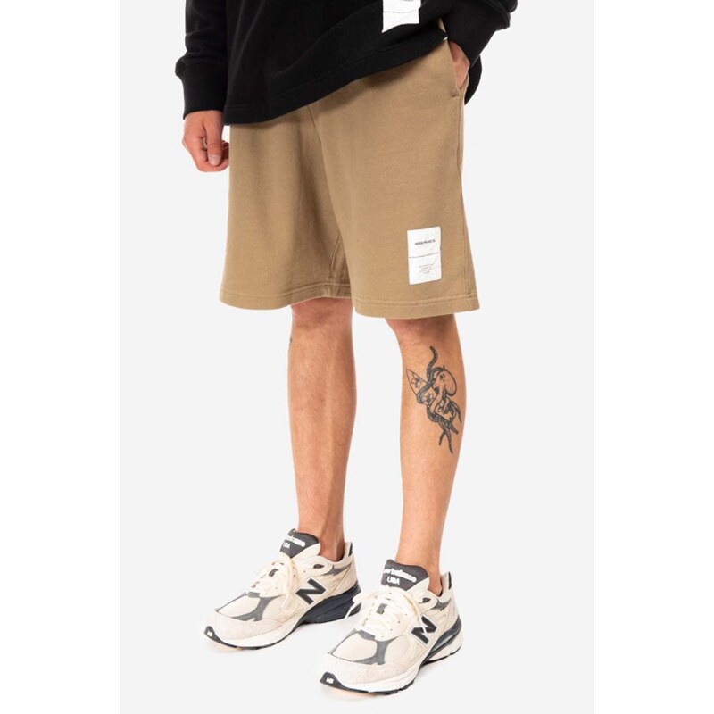 Bavlněné šortky Norse Projects Vanya Tab Series Sweatshorts N35-0580 0966 hnědá barva