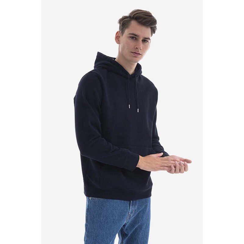 Bavlněná mikina Norse Projects Vagn Classic Hood pánská, tmavomodrá barva, s kapucí, hladká, N20.1276.7004-7004