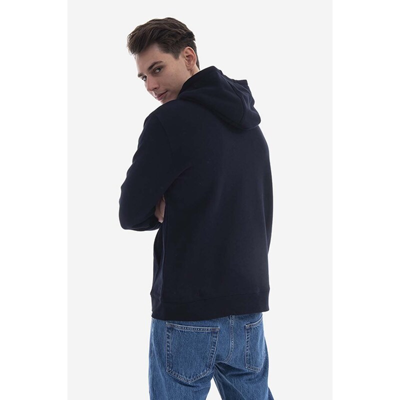 Bavlněná mikina Norse Projects Vagn Classic Hood pánská, tmavomodrá barva, s kapucí, hladká, N20.1276.7004-7004