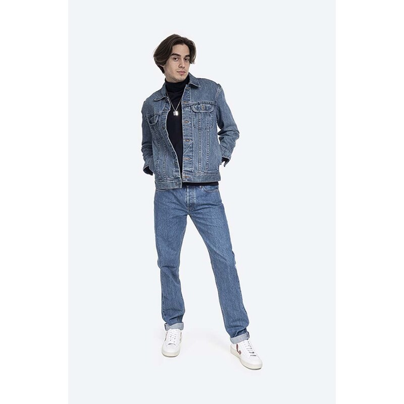 Džínová bunda A.P.C. Veste Jean Us COZZK-H02223 INDIGO pánská, tmavomodrá barva, přechodná