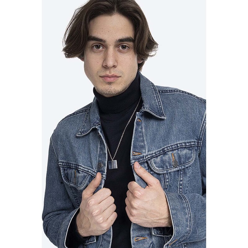 Džínová bunda A.P.C. Veste Jean Us COZZK-H02223 INDIGO pánská, tmavomodrá barva, přechodná