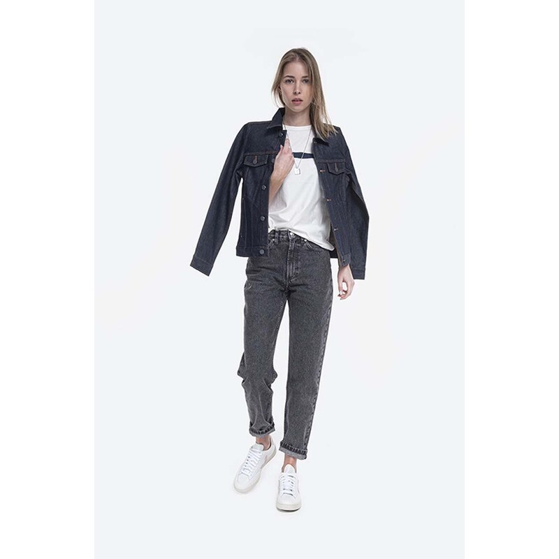 Džínová bunda A.P.C. Blouson Brandy COZZI-F02268 INDIGO dámská, tmavomodrá barva, přechodná