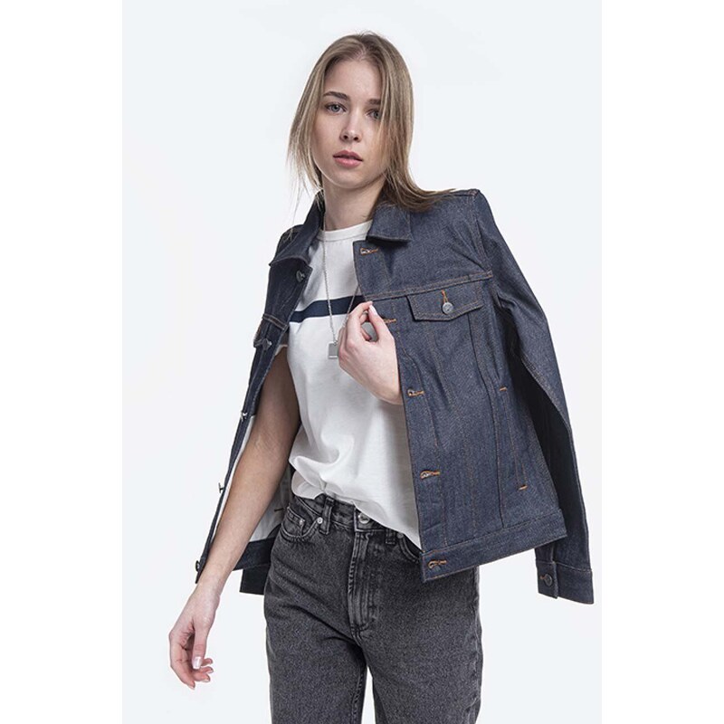 Džínová bunda A.P.C. Blouson Brandy COZZI-F02268 INDIGO dámská, tmavomodrá barva, přechodná