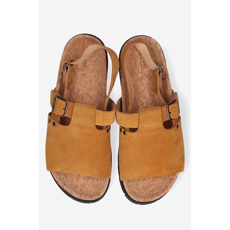 Semišové sandály A.P.C. Sandales Noe PXBAH-H51057 CARAMEL pánské, hnědá barva