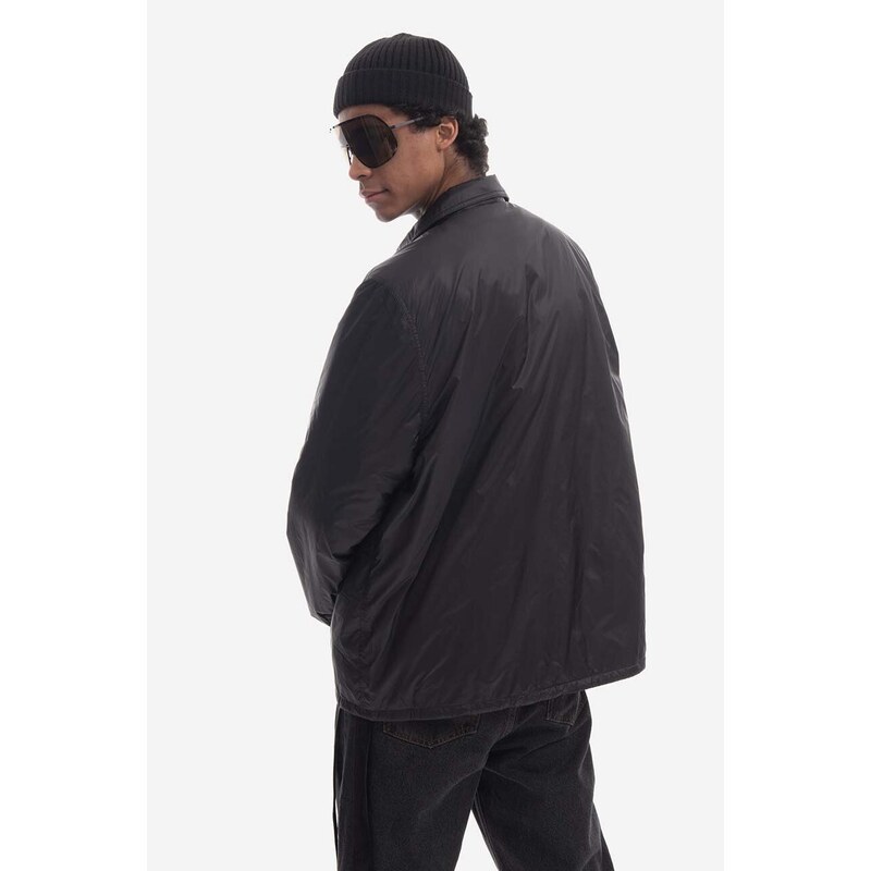 Bunda Rick Owens DRKSHDW Snapfront Jacket DU01C6782 NDEH1 pánská, černá barva, přechodná, oversize, DU01C6782-BLACK