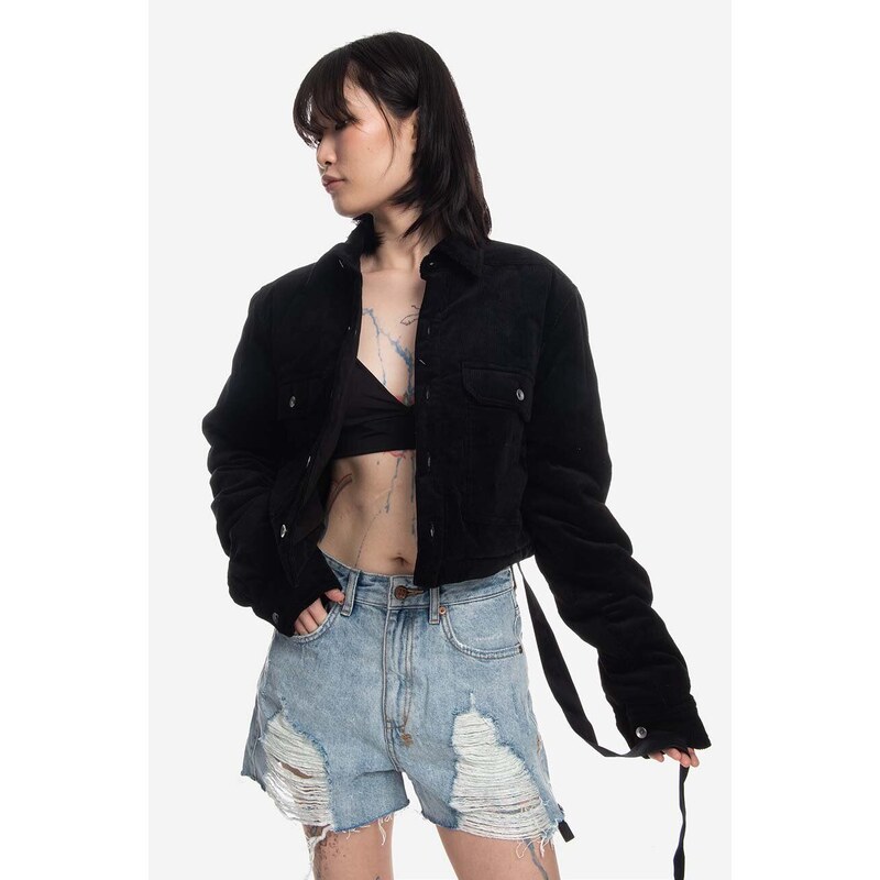 Bunda Rick Owens Cropped Outershirt dámská, černá barva, přechodná, DS02B4706.VS.BLACK-Black