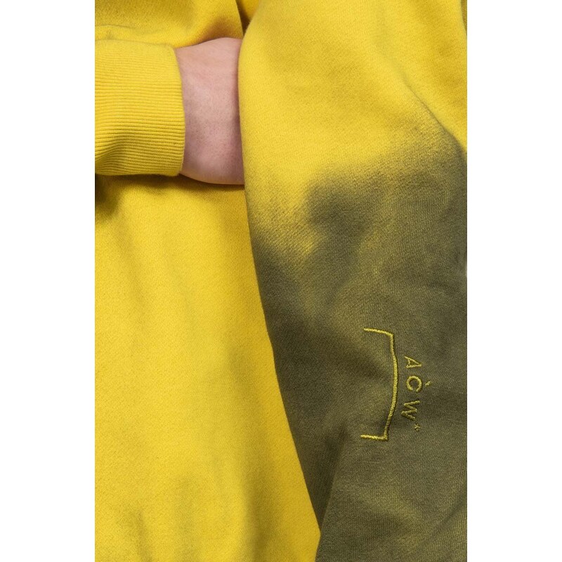Bavlněná mikina A-COLD-WALL* Gradient Hoodie pánská, žlutá barva, s kapucí, vzorovaná, ACWMW100-YELLOW