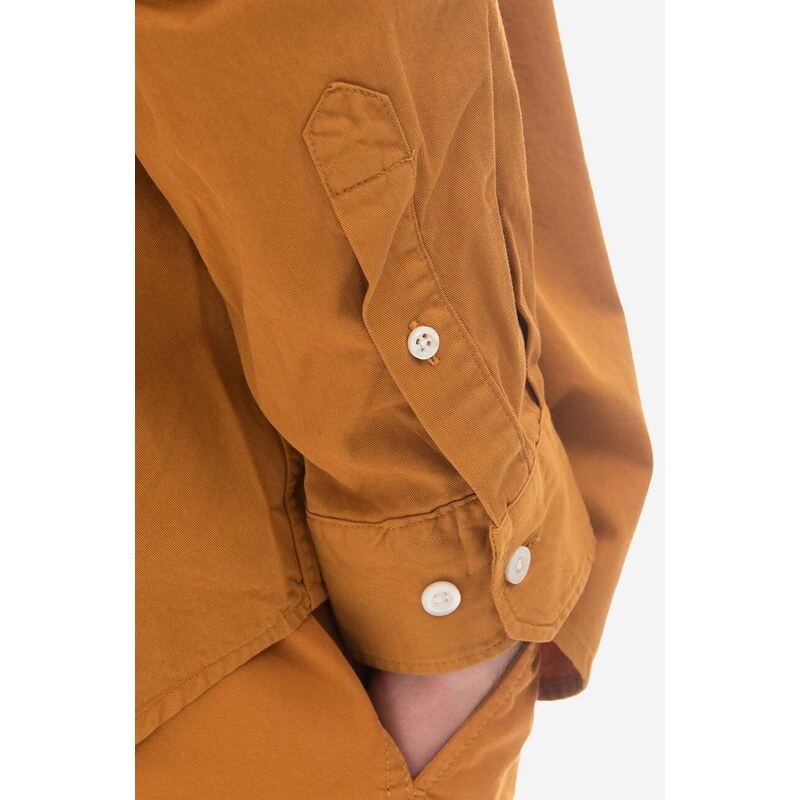 Košile Norse Projects Anton Light Twill N40-0790 8127 oranžová barva, regular, s límečkem button-down