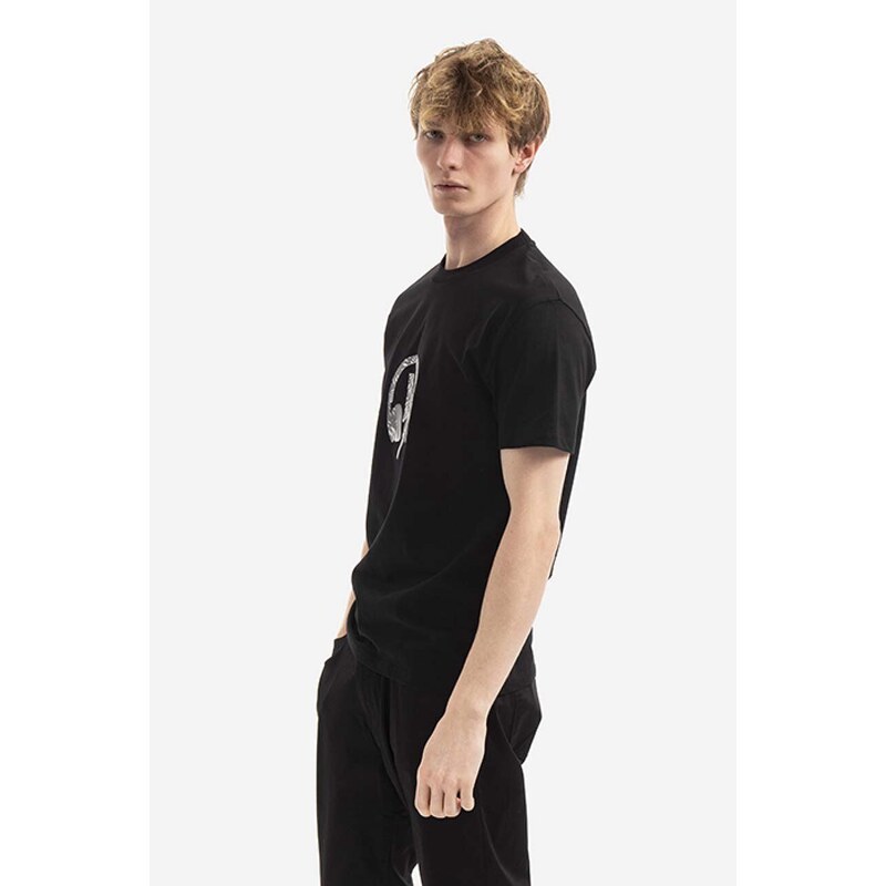 Neil Barrett Bavlněné tričko Neil Barett Bolts černá barva, s potiskem, BJT050S.S525S.1496-black
