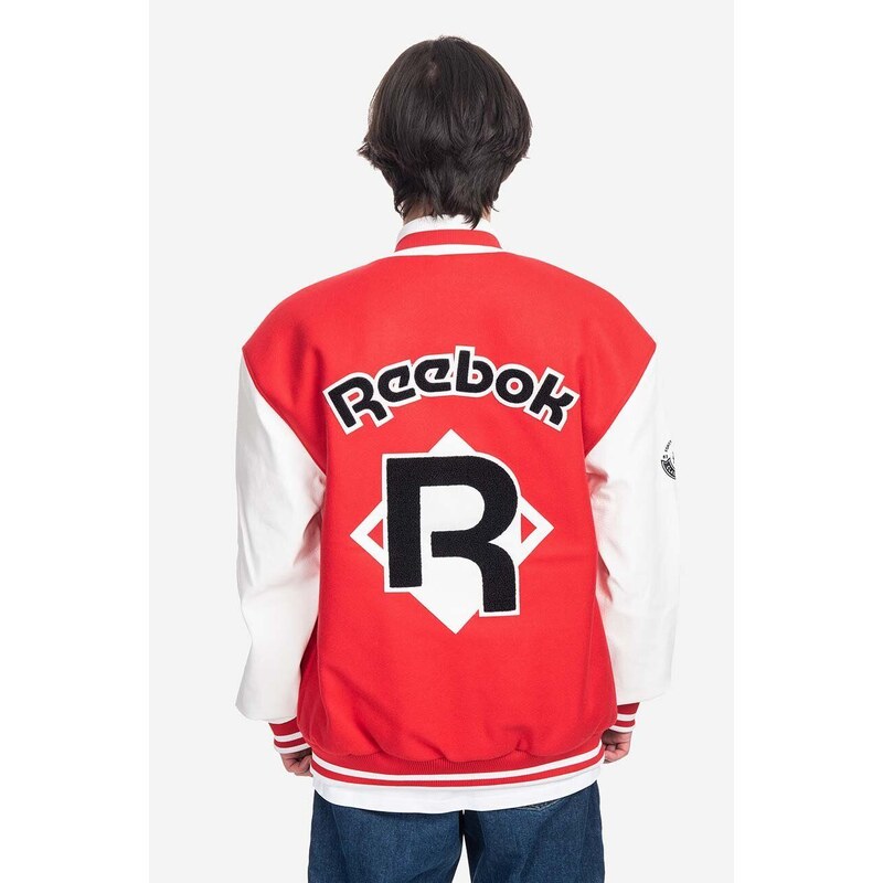 Bunda z vlněné směsi Reebok Classic Res V Jacket HS5794 červená barva