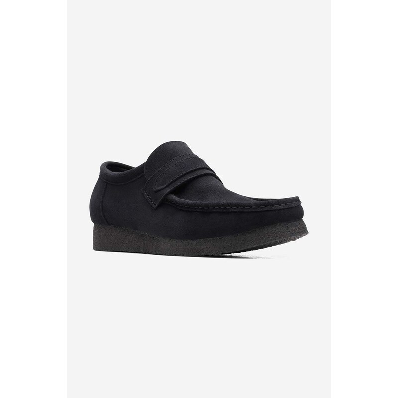 Semišové mokasíny Clarks Originals Wallabee Loafer černá barva, 26172503