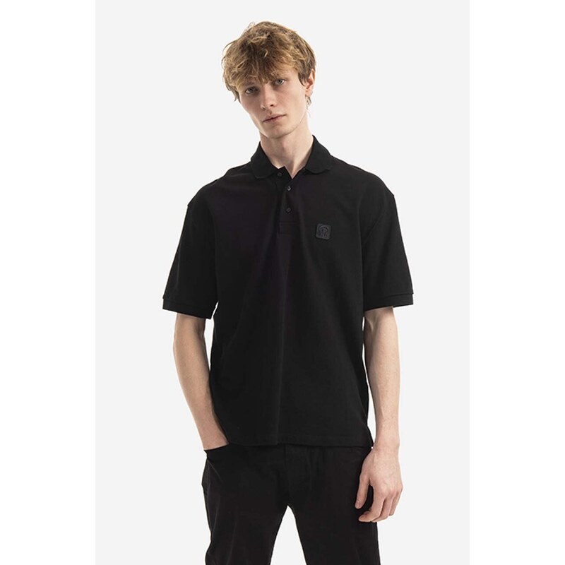 Neil Barrett Bavlněné polo tričko Neil Barett Music Bolt Polo černá barva, BJT077B.S503.0101-black