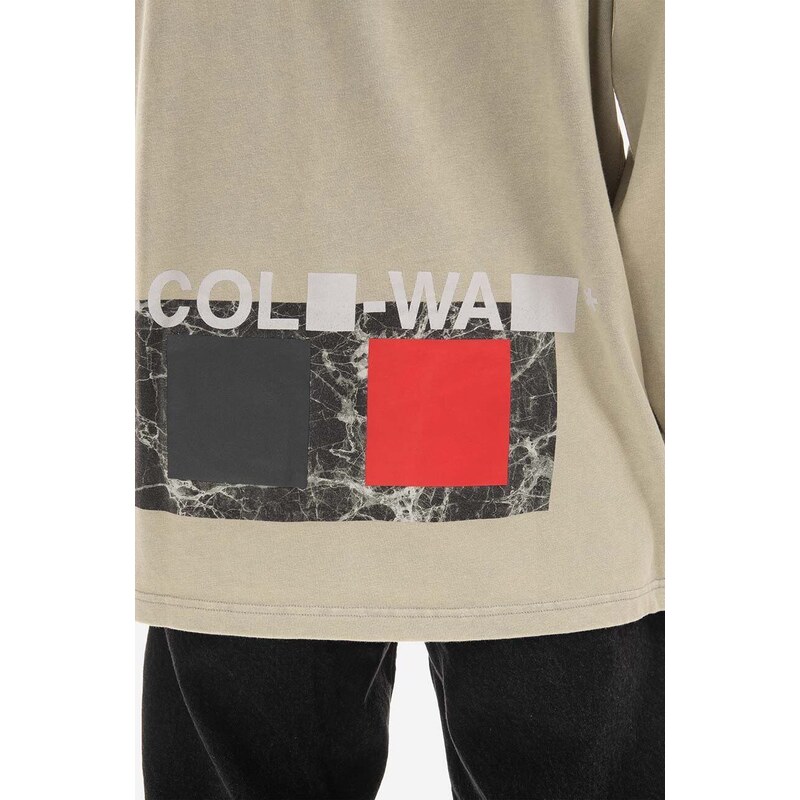 Bavlněné tričko s dlouhým rukávem A-COLD-WALL* Relaxed Cubist Longsleeve T-shirt ACWMTS098 MOSS GREEN šedá barva, s potiskem