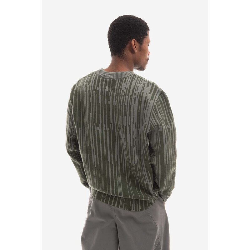 Vlněný svetr A-COLD-WALL* Two-Tone Jacquard Knit zelená barva, ACWMK074-PINEGREEN