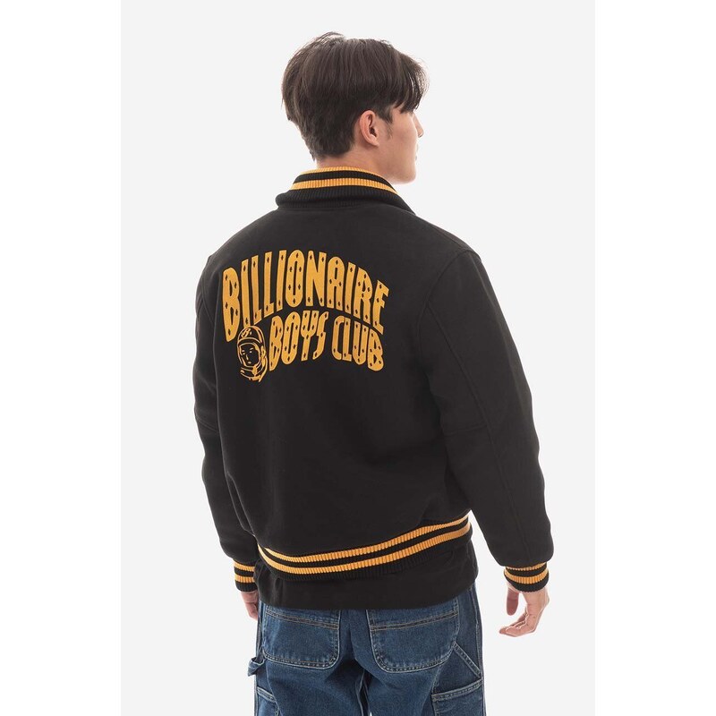 Bunda z vlněné směsi Billionaire Boys Club Astro Varsity Jacket B22301 černá barva, přechodná
