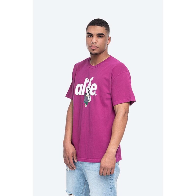 Bavlněné tričko Alife Alife Boostin fialová barva, ALISS20-60 PURPLE/YELLOW, ALISS20.60-PURPLE.YEL
