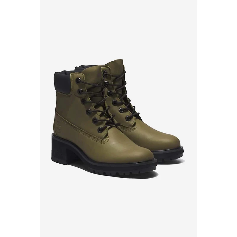Kožené kotníkové boty Timberland Kinsley 6 IN WP Boot dámské, zelená barva,  na podpatku, A437T-GREEN - GLAMI.cz