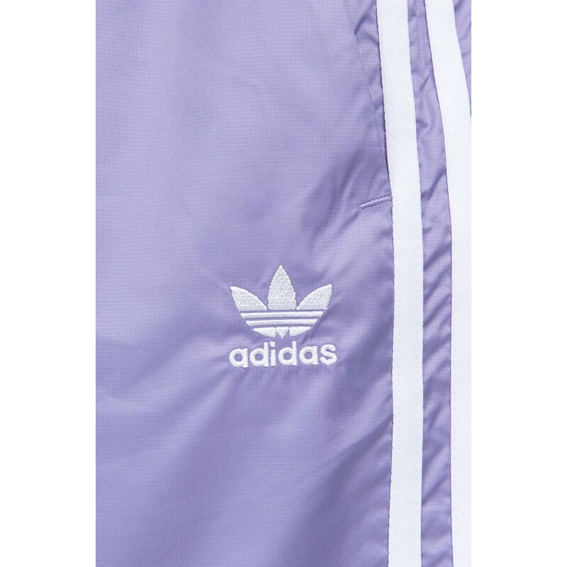 Kraťasy adidas Originals dámské, fialová barva, s aplikací, high waist, IB7300-violet