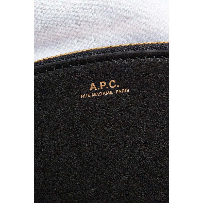 Kožená peněženka A.P.C. Demi-lune PXAWV-F63218 BLACK černá barva