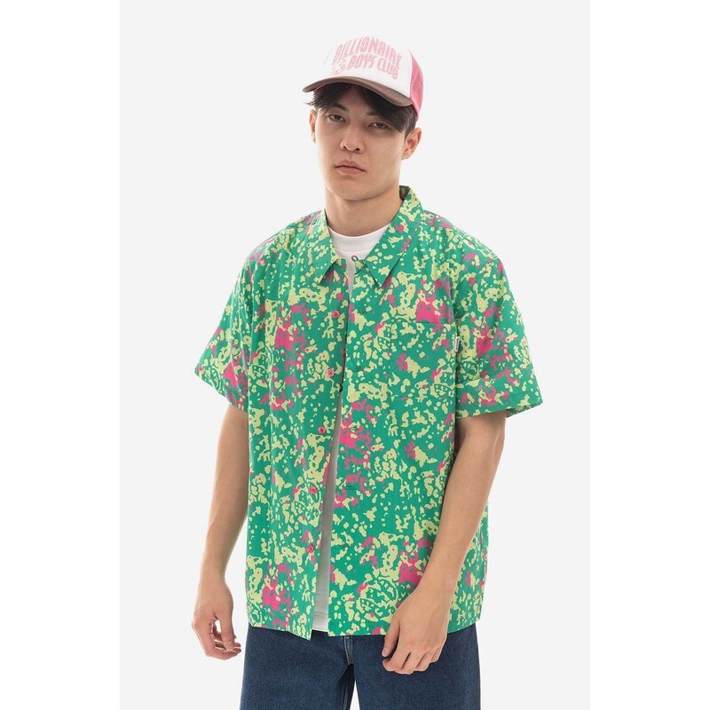 Košile Billionaire Boys Club Jungle Camo Camp Collar Shirt B22319 GREEN zelená barva, regular