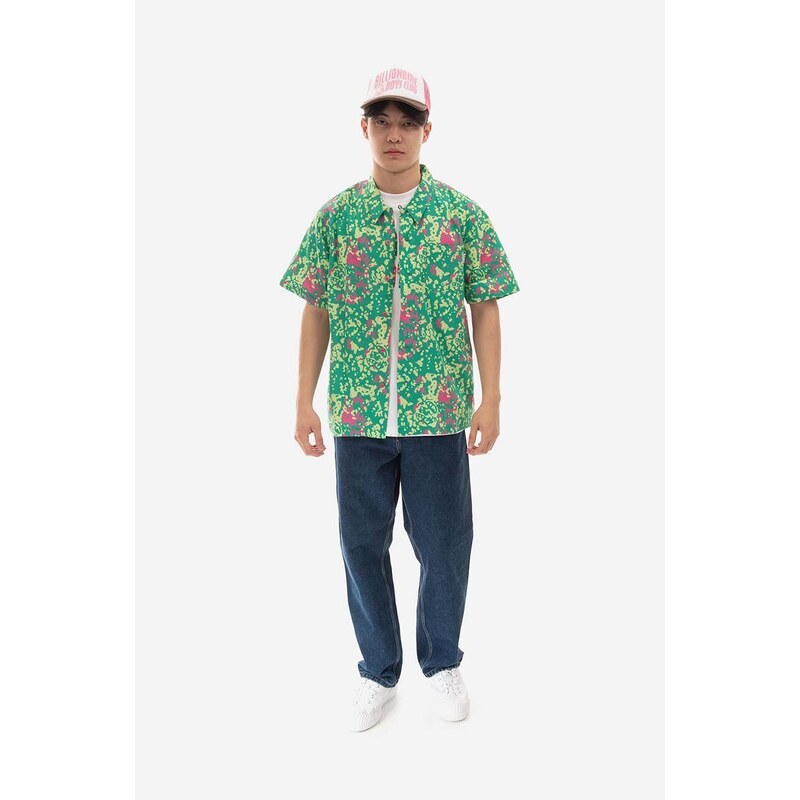 Košile Billionaire Boys Club Jungle Camo Camp Collar Shirt B22319 GREEN zelená barva, regular