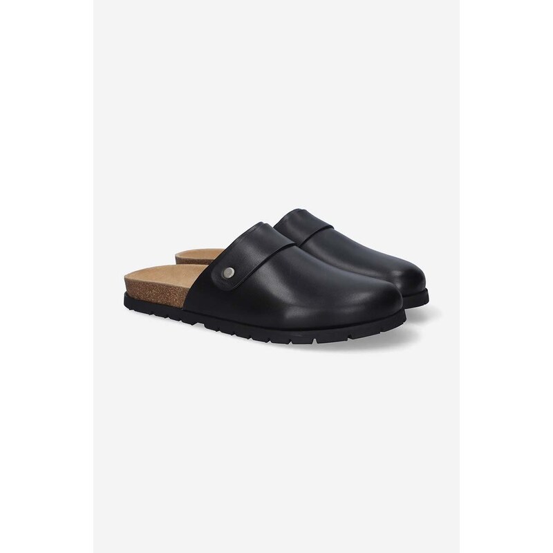 Kožené pantofle A.P.C. Mules Danny pánské, černá barva, PXAWV-H51068 BLACK