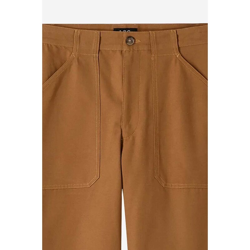 Bavlněné kalhoty A.P.C. Pantalon Sydney hnědá barva, jednoduché, H COGBJ-H08422 CARAMEL