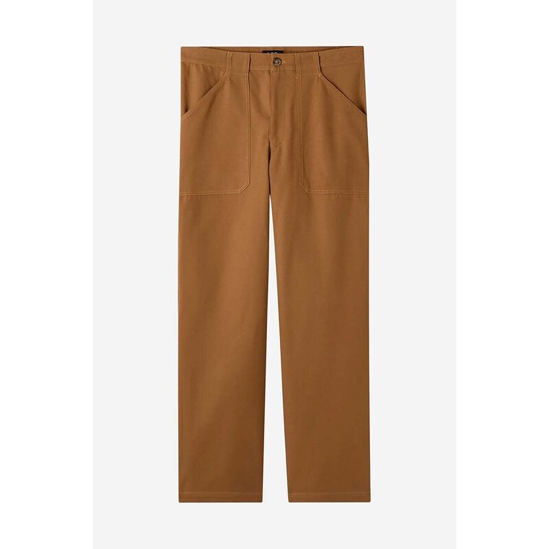 Bavlněné kalhoty A.P.C. Pantalon Sydney hnědá barva, jednoduché, H COGBJ-H08422 CARAMEL