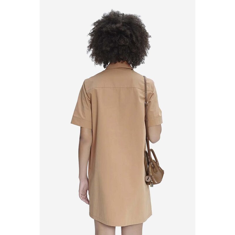 Bavlněné šaty A.P.C. Robe Berangere béžová barva, mini, COGBM-F05953 BEIGE