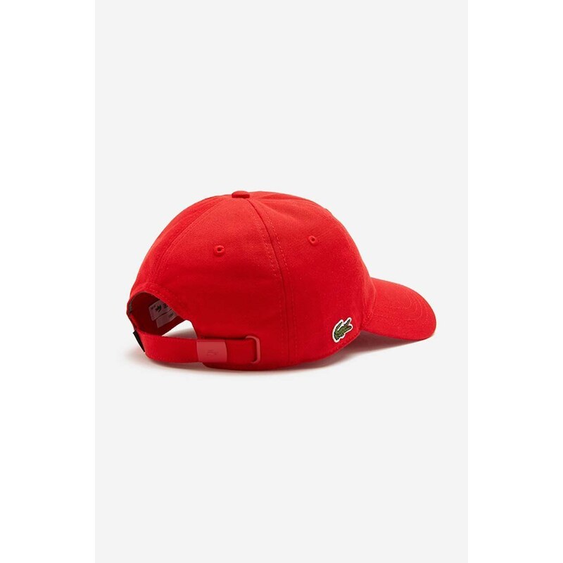 Bavlněná baseballová čepice Lacoste červená barva